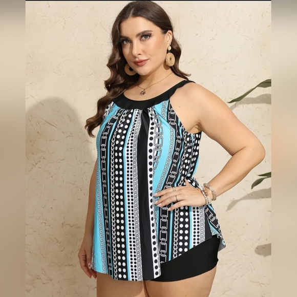 PLUS SZ 24/26 TANKINI SWIMSUIT W/ BOY SHORT - Picture 1 of 3